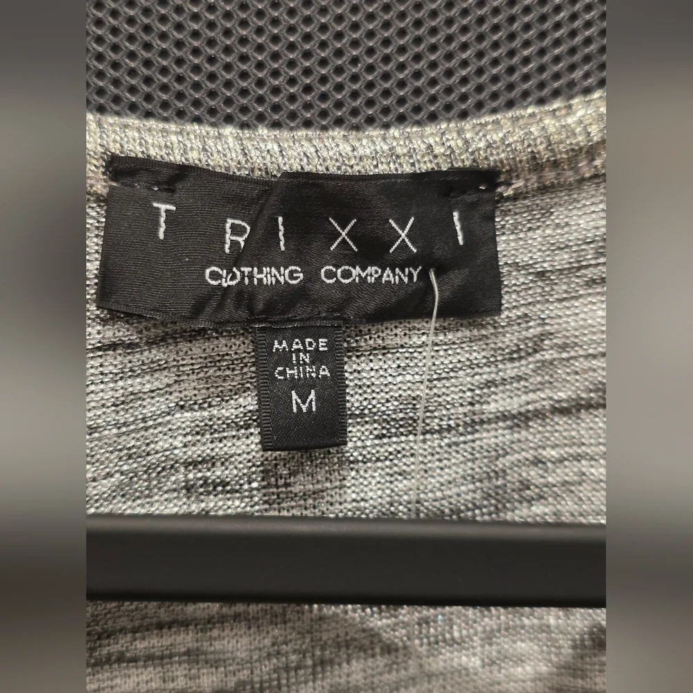 Trixxi Silver Metallic Wrap Dress Long Sleeve Party Disco Sparkle New Years Eve - Picture 5 of 7